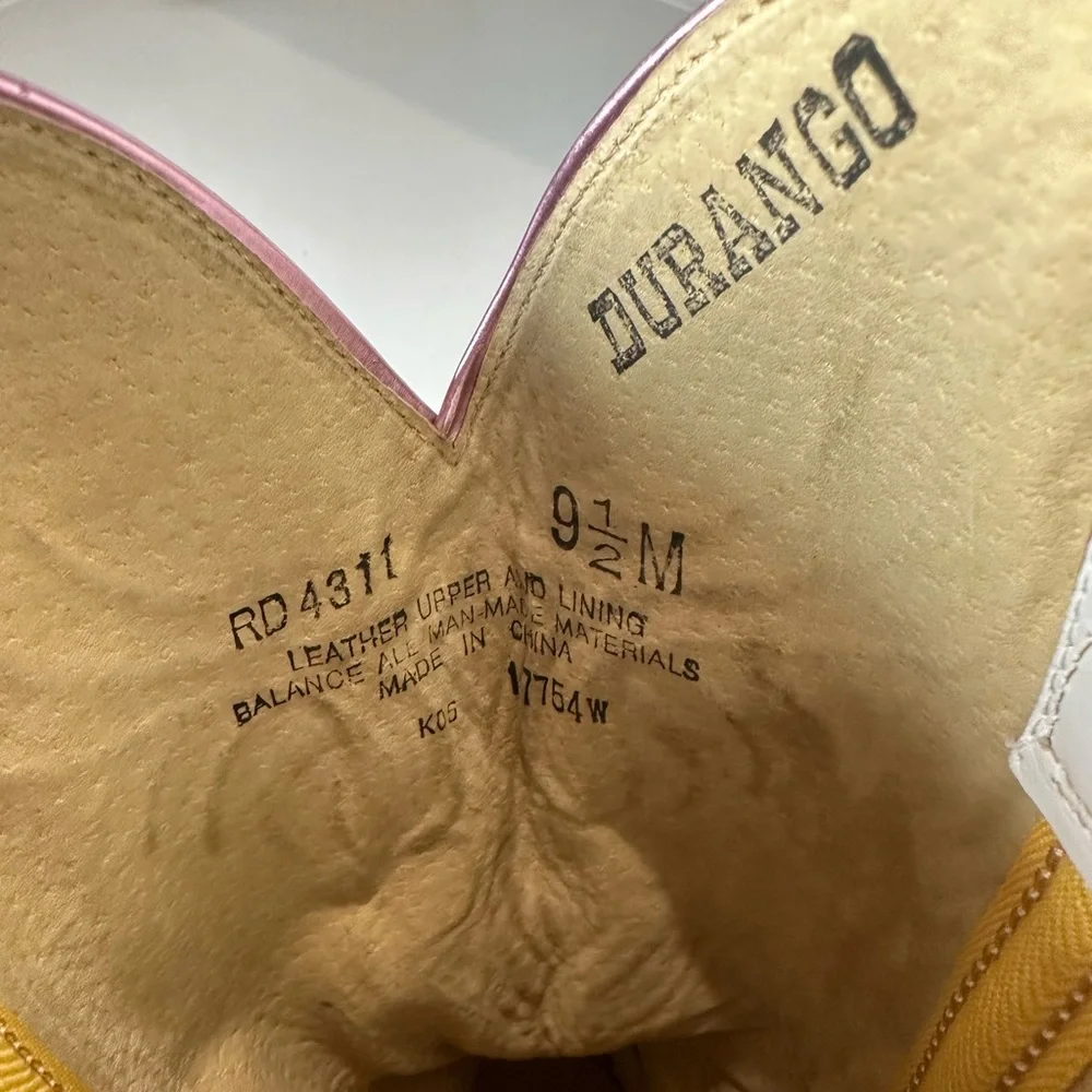 Durango Women’s Cowboy Boots Size 9.5 White Pink Western Boots Embroidered - Picture 6 of 7